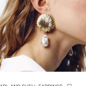Zara Gold and White Pearl Shell Earrings NWOT